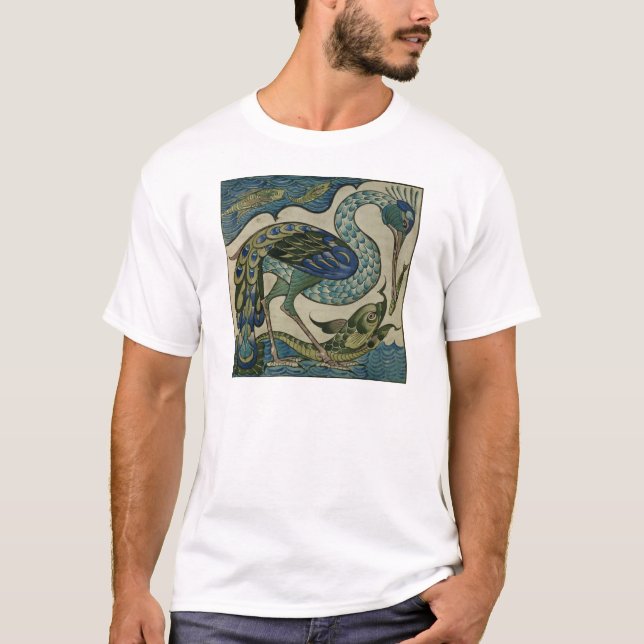 T-shirt Couvrez de tuiles la conception du héron et des (Devant)