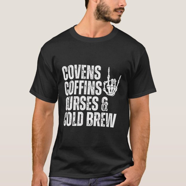 T-shirt Covens Coffins Curies Cold Brew Fall Halloween Spo (Devant)