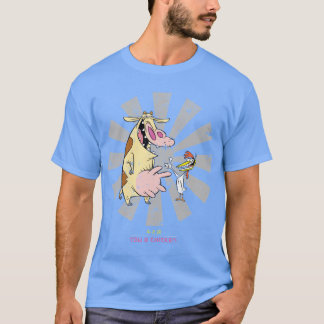 T-shirt Cow And Chicken Retro Japanese friend