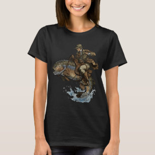 T-shirt Cow-boy chevauchant une truite arc-en-ciel pêche v