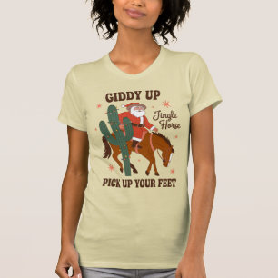 T-shirt Cow-boy Giddy Up Jingle Cheval Lève les Pieds
