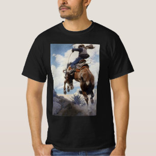 T-shirt Cow-boys western vintage, se cabrant par NC Wyeth