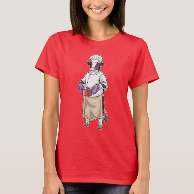 T-shirt Cow Cook Cooking pot Cooking (Devant)