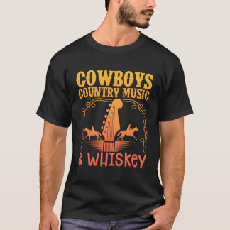 T-shirt Cow Country Music Et Whiskey Western Country