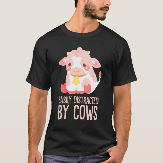 T-shirt Cow  Easily Distracted By Cows World Farm Animals  (Devant)