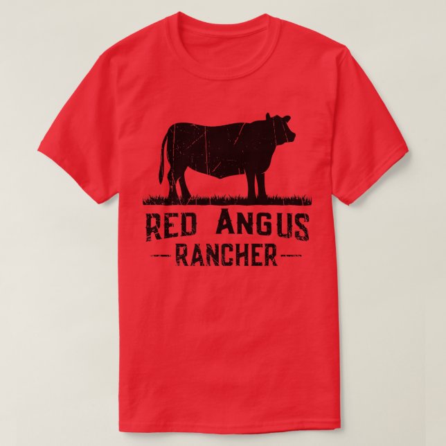T-shirt Cow Farmer Red Angus Rancher (Design devant)