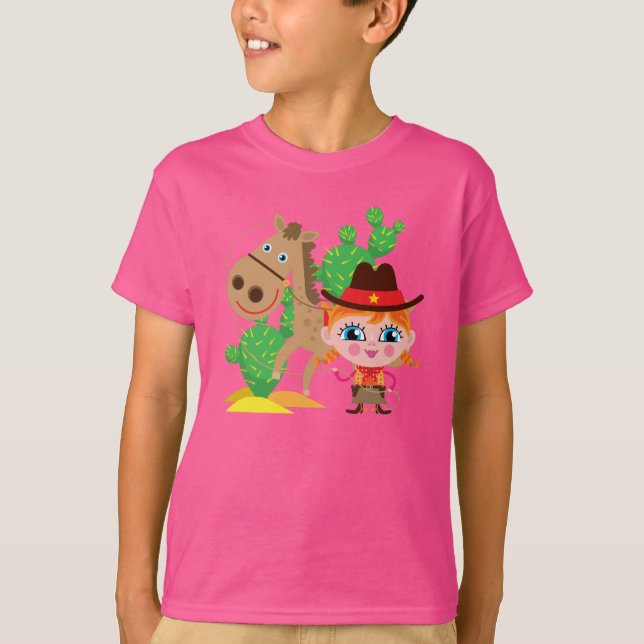 T-shirt Cow-girl et cheval (Devant)