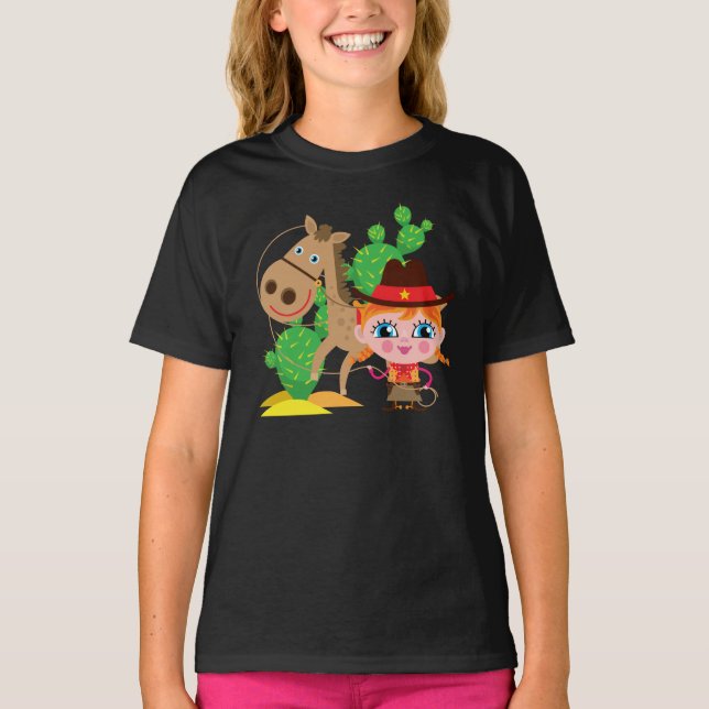 T-shirt Cow-girl et cheval (Devant)