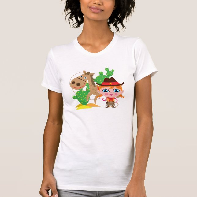 T-shirt Cow-girl et cheval (Devant)