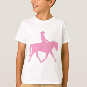 T-shirt Cow-girl montant son cheval (rose)