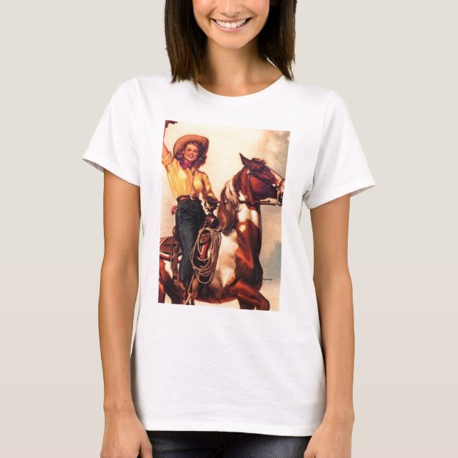 T-shirt Cow-girl sur son cheval (Devant)