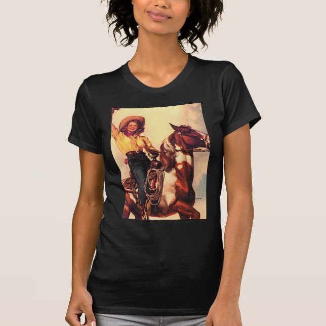 T-shirt Cow-girl sur son cheval (Devant)