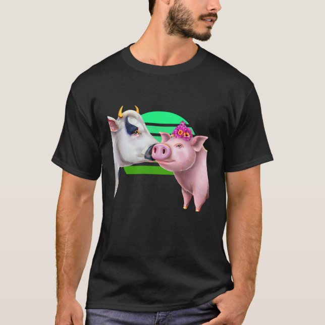 T-shirt Cow kissing Pig (Devant)