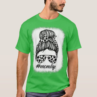 T-shirt Cow Mama Life Farmer Mothers Day Messy Bun Bleache