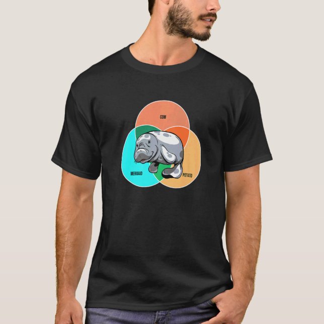 T-shirt Cow Mermaid Potato Sea Cow Zookeeper Sea Animal Ma (Devant)