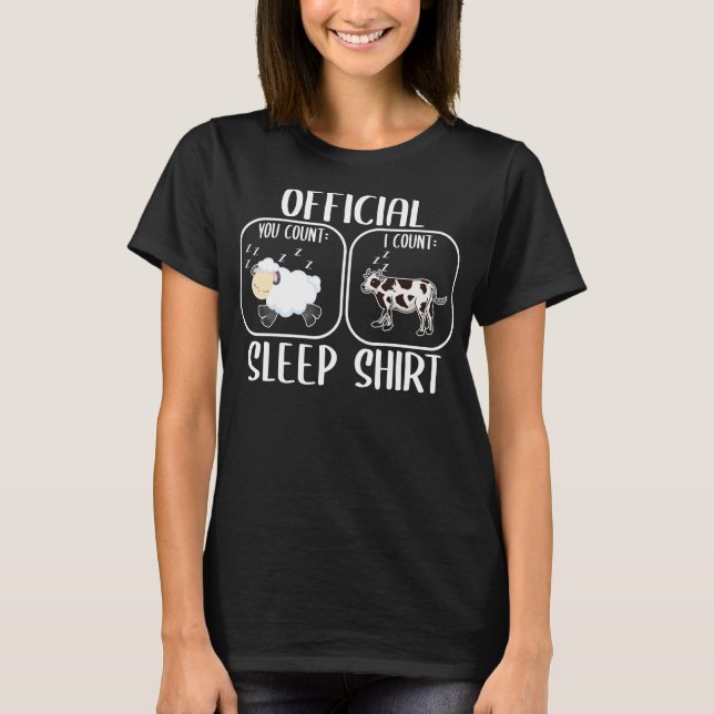 T-shirt Cow sleep shirt counting sheep (Devant)