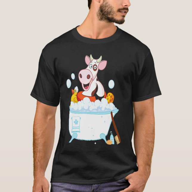 T-shirt Cow Taking Bath Animal Cows (Devant)