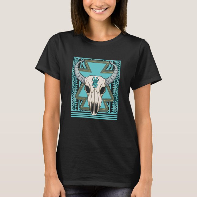 T-shirt Cow Turquoise Cow Skulls Cow Fan  Farm Animal Cow (Devant)