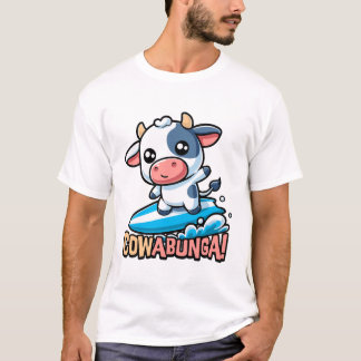 T-shirt Cowabunga ! Cute Surfing Cow Pun