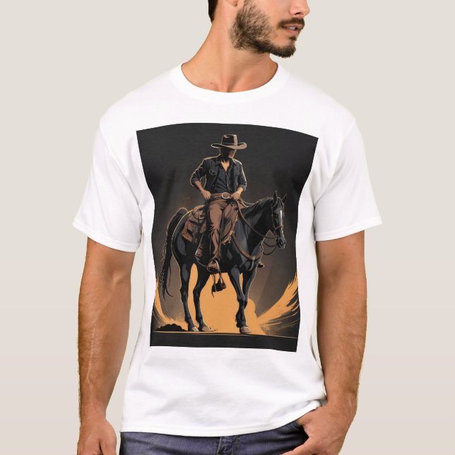 T-shirt Cowboy avec son cheval (Devant)
