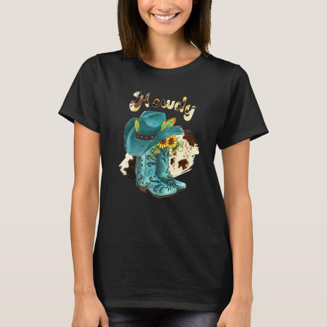 T-shirt Cowboy Boot Leopard Tournesol Let's Go Girls Weste (Devant)
