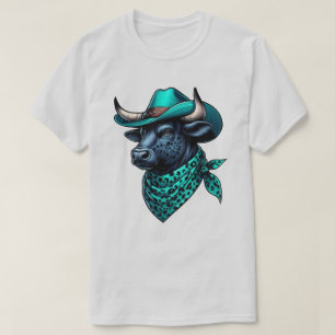 T-shirt Cowboy Bull avec Casquette Turquoise et Écharpe à