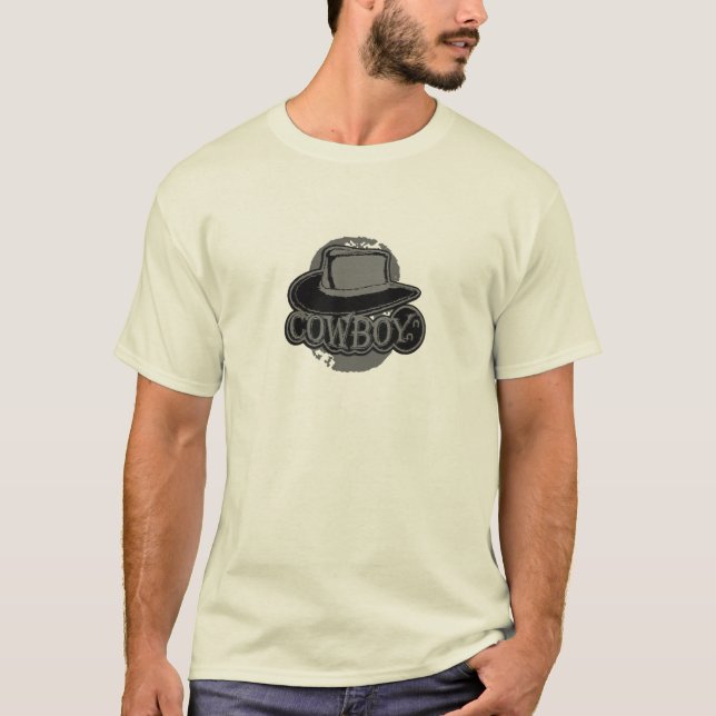 T-shirt Cowboy ! Casquette ! Noir et gris (Devant)
