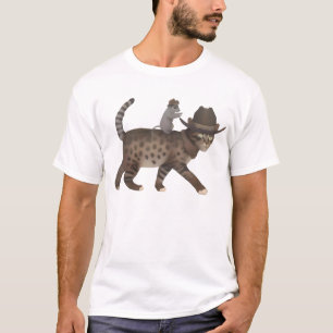 T-shirt Cowboy Cat Meowdy chat et souris fou Shirt