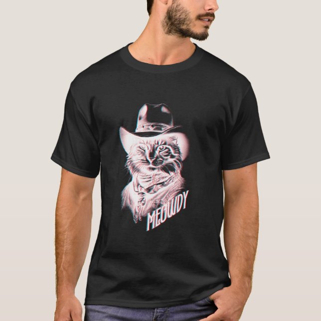 T-shirt Cowboy Chat Drôle Meowdy (Devant)