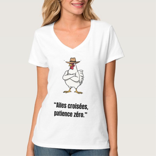 T-shirt Cowboy Chicken Attitude – Funny Cartoon Tee (Devant)