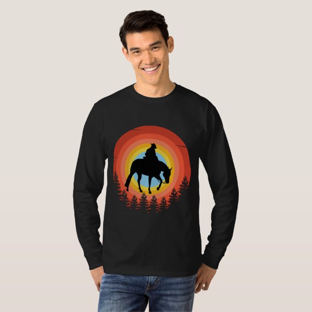 T-Shirt COWBOY COUCHER DE SOLEIL COLORÉ (Devant entier)