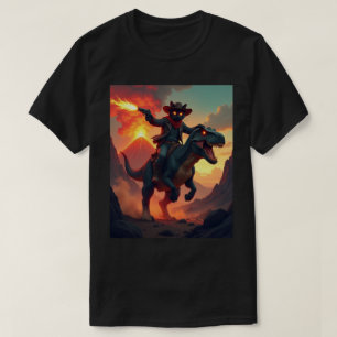 T-shirt Cowboy de chat épique chevauchant un dinosaure F