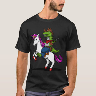 T-shirt Cowboy Dinosaure T-Rex Chevauchant Licorne