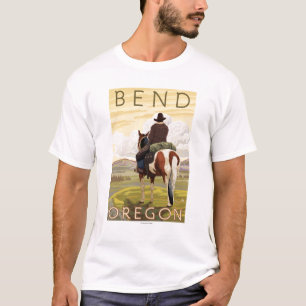 T-shirt Cowboy et cheval - courbure, Orégon