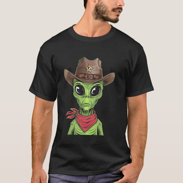 T-shirt Cowboy extraterrestre de style shérif alien (Devant)