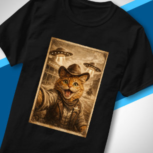 T-shirt Cowboy félin extraterrestre drôle de western vinta
