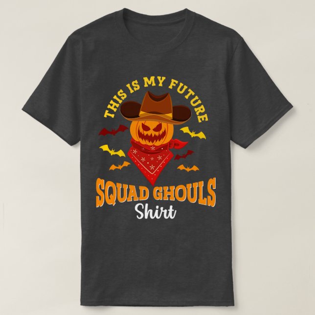 T-shirt Cowboy Halloween Future Squad Ghouls Skeleton Pump (Design devant)