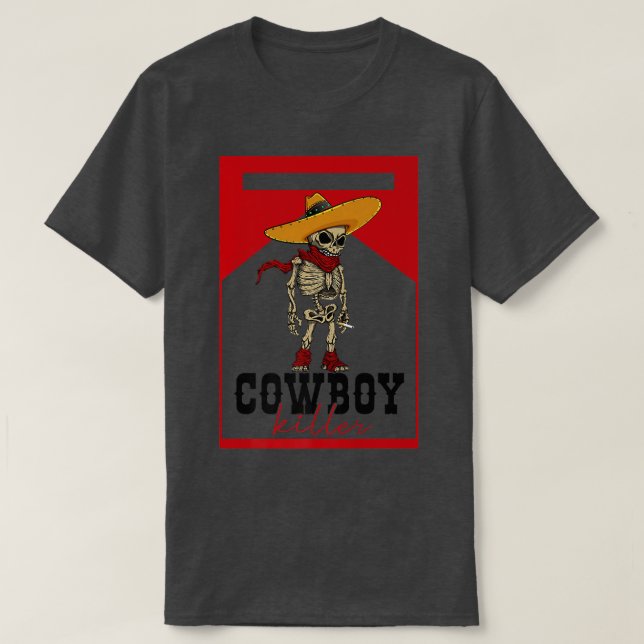T-shirt Cowboy Killer Skeleton Southern Western Country Co (Design devant)