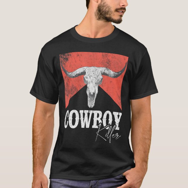 T-shirt Cowboy Killers Bull Skull Howdy Punchy Western Cou (Devant)