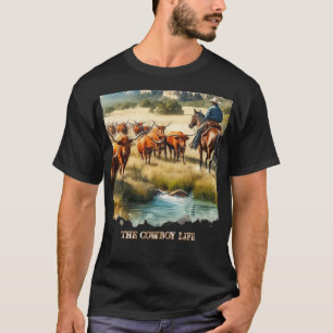 T-shirt Cowboy Live Long Horn Cattle Roundup