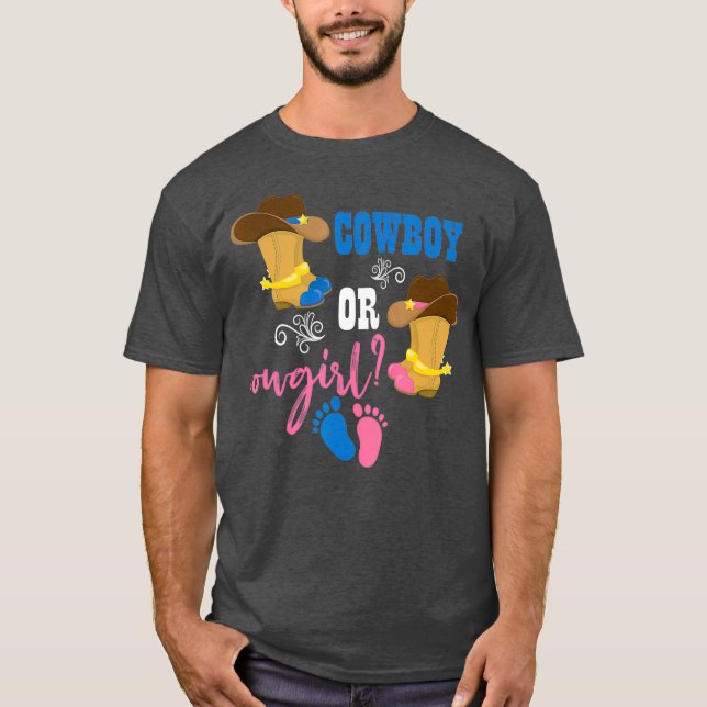 T-shirt Cowboy ou Cowgirl Grossesse Bébé Genre Révélation (Devant)