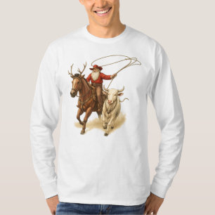 T-shirt Cowboy Père Noël équitation Cheval et Dursoy Cattl