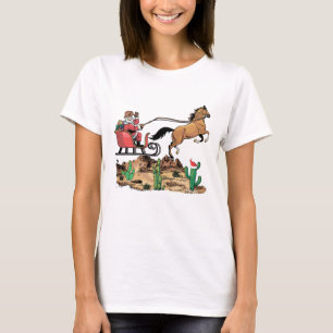 T-shirt Cowboy Père Noël Horse Noël Ouest