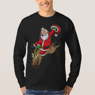 T-shirt Cowboy Père Noël Xmas Reindeer Rodéo Noël À Texa