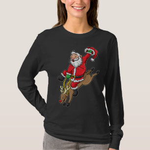 T-shirt Cowboy Père Noël Xmas Reindeer Rodéo Noël À Texa