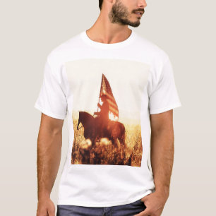 T-shirt Cowboy Portrait USA Flag Thème.
