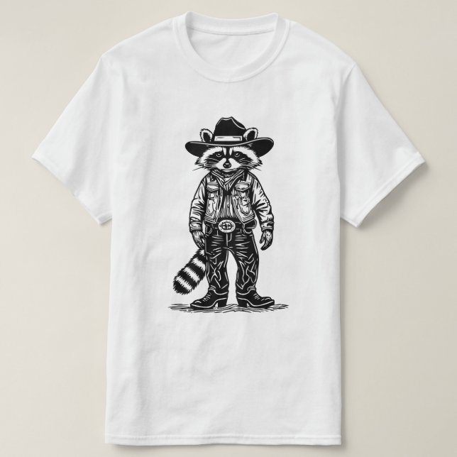T-shirt cowboy raccoon (Design devant)