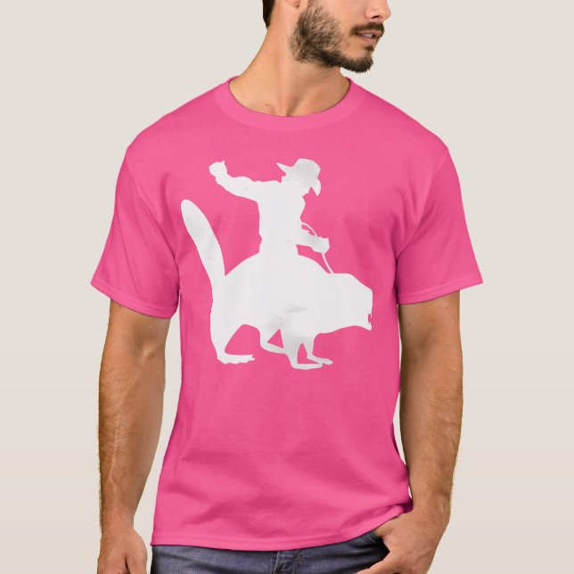 T-shirt Cowboy Riding A Beaver Distressed (Devant)