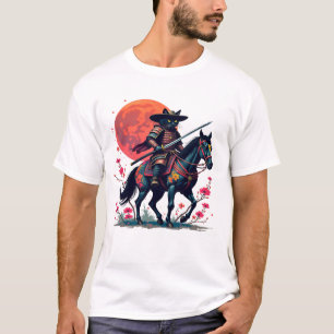 T-shirt Cowboy Samurai Black Chat cheval cadeau unique cer