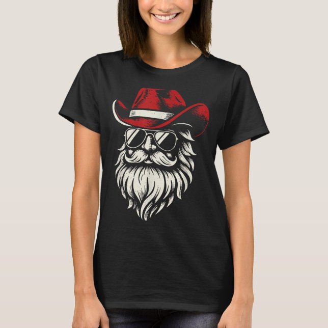 T-shirt Cowboy Santa Claus Christmas Vintage  (Devant)